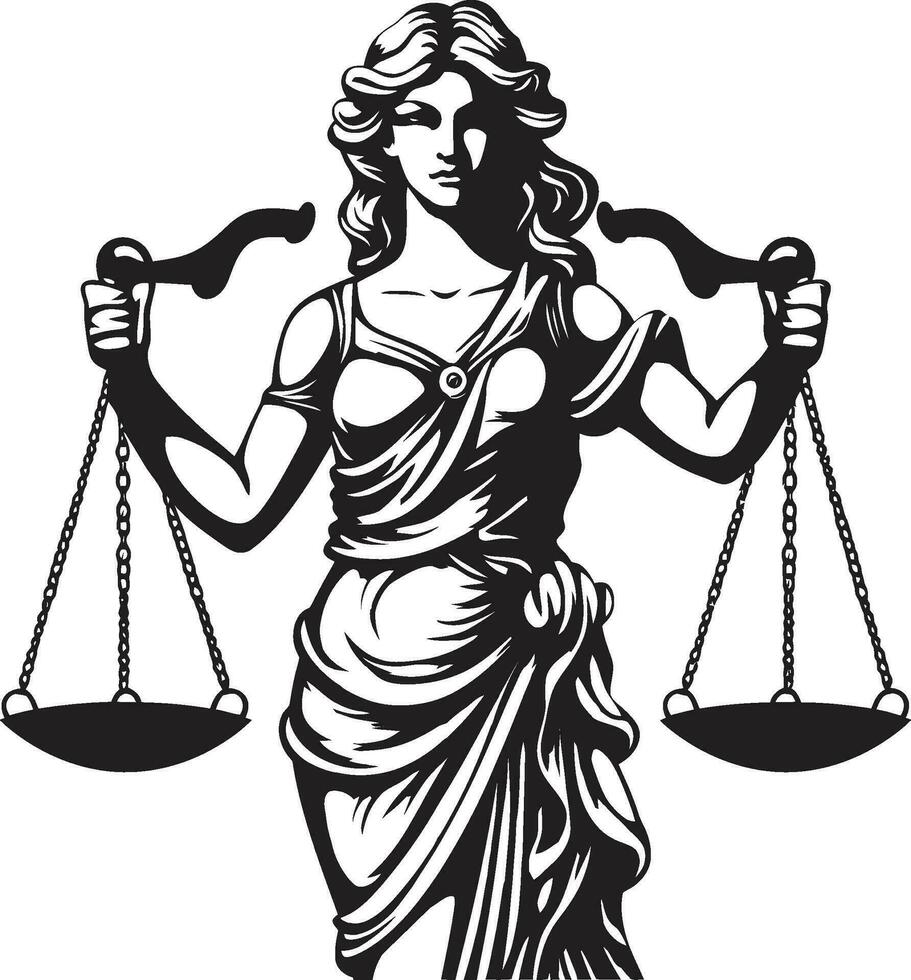 giudiziario grazia icona di giustizia signora virtuoso vigilanza signora di giustizia emblema vettore