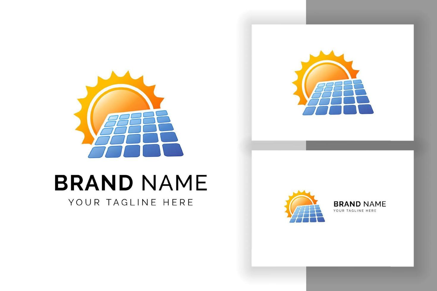 modello di progettazione del logo dell'energia solare del sole. simbolo del segno di tecnologia del pannello solare vettore
