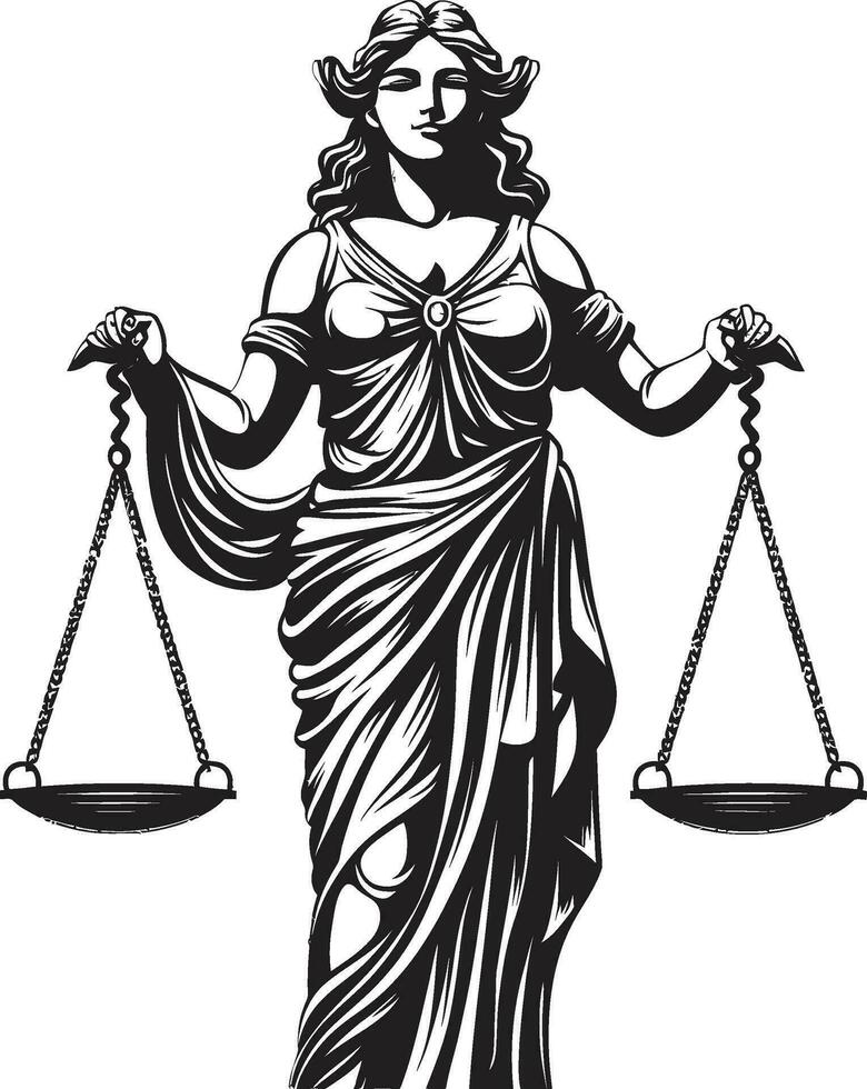 giusto righello giustizia signora logo equilibrato comportamento giustizia signora vettore
