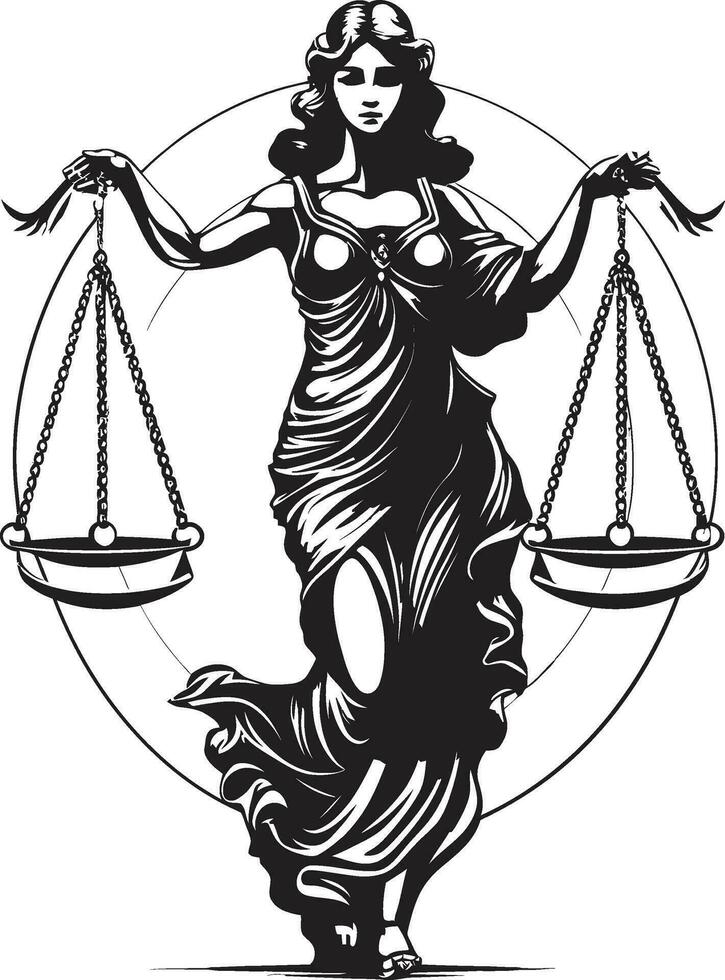 giudiziario grazia emblematico signora di giustizia virtuoso vigilanza giustizia signora icona vettore
