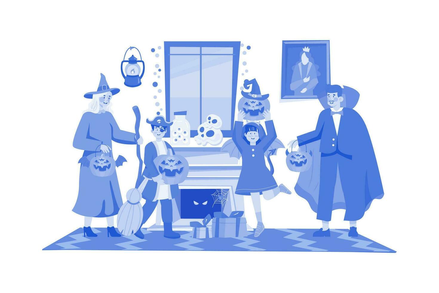 contento Halloween illustrazione concetto su bianca sfondo vettore