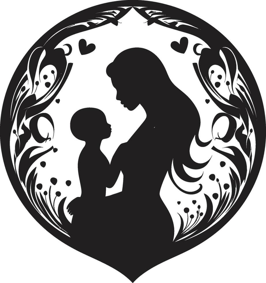 eterno legame iconico maternità logo amato connessione emblema di madri giorno vettore