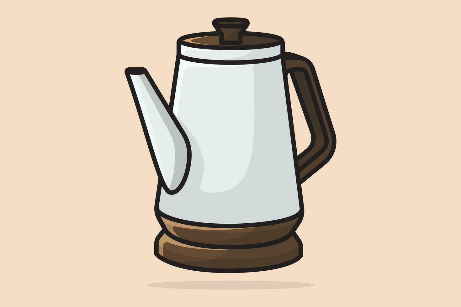 bellissimo bianca tè bollitore vettore illustrazione. cucina interno oggetto icona concetto. mattina tè teiera con chiuso coperchio icona design su leggero arancia sfondo.