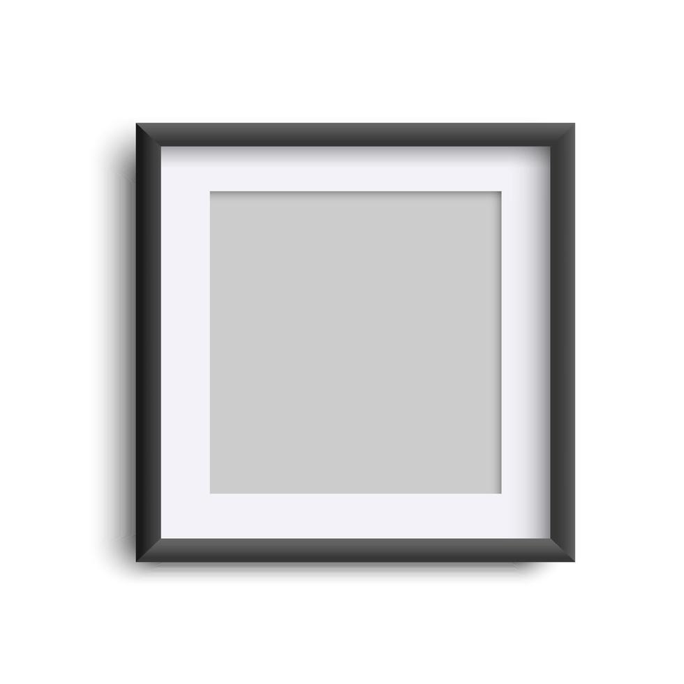 cornice vuota isolata su bianco, cornice nera quadrata realistica mock up vettore