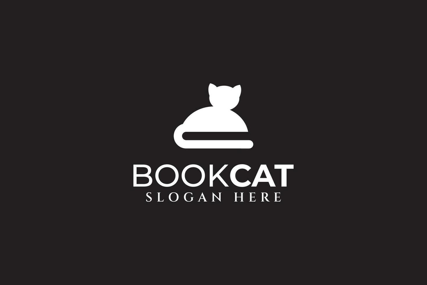 gatto con negativo spazio libro forma moderno logo design modello vettore