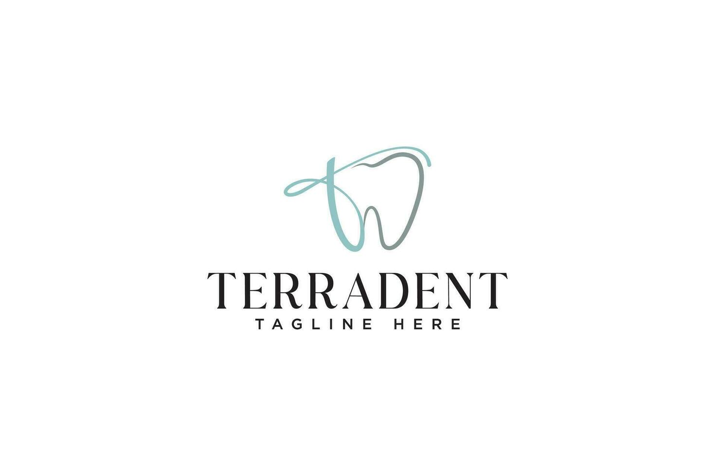 lettera t dente moderno logo design per dentale clinica vettore