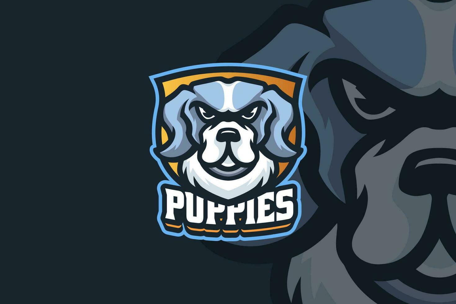 cucciolo cane portafortuna logo design per sport gioco squadra vettore