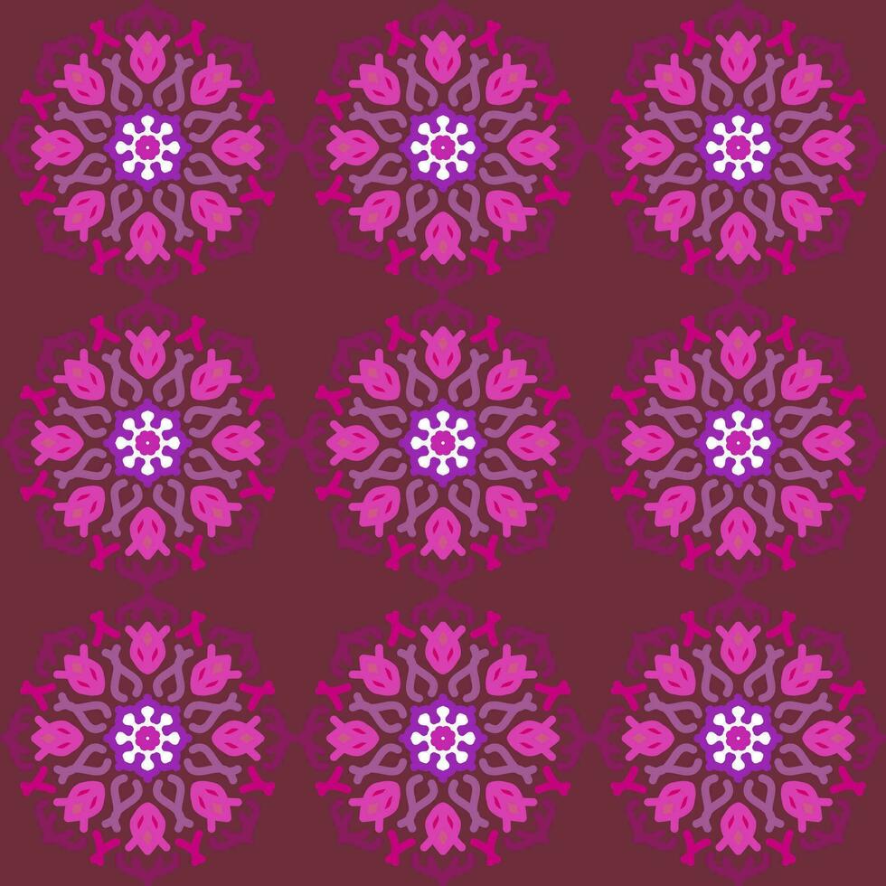 senza soluzione di continuità modello rosa viola mandala floreale creativo design vettore illustrazione sfondo