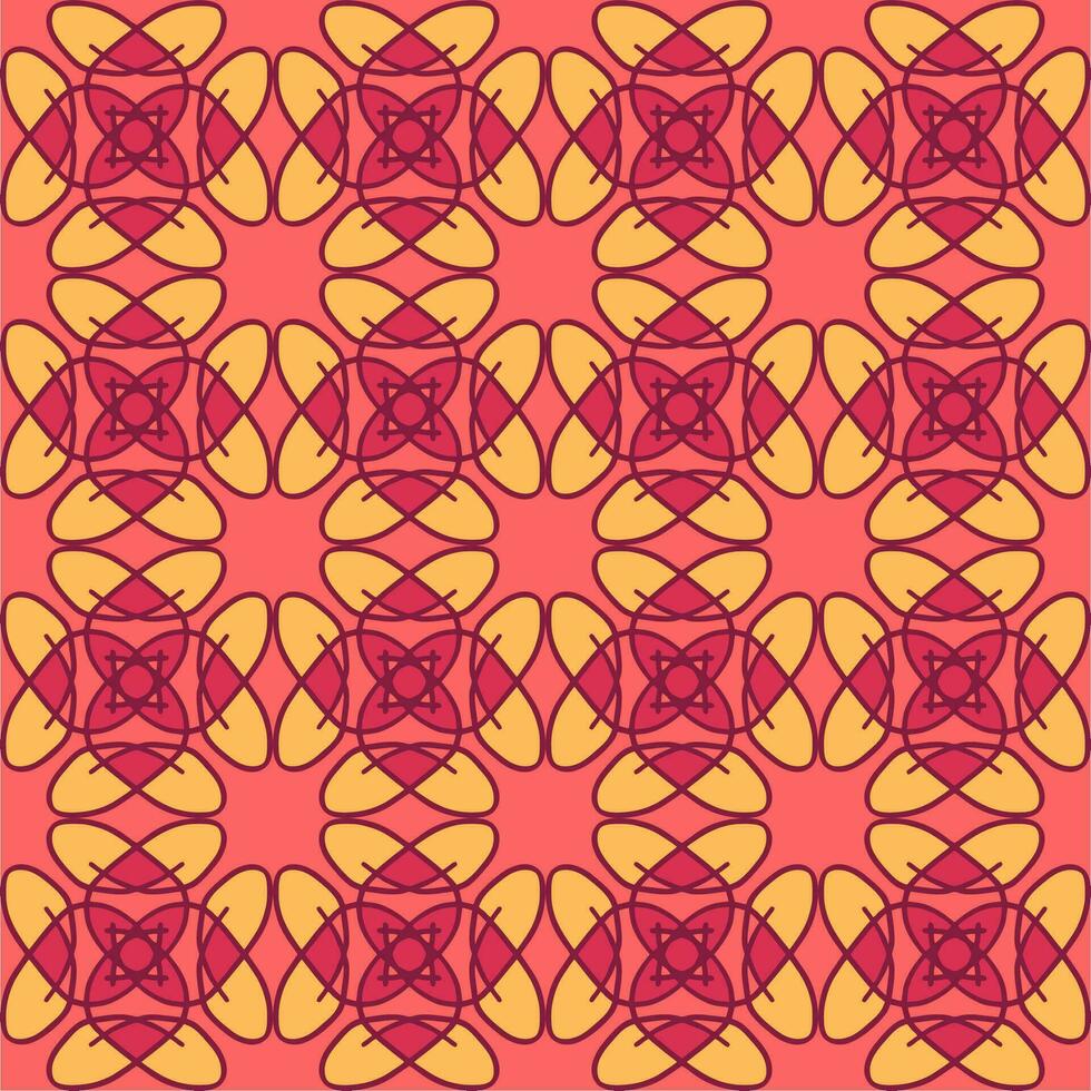 giallo rosso mandala floreale creativo senza soluzione di continuità design sfondo vettore