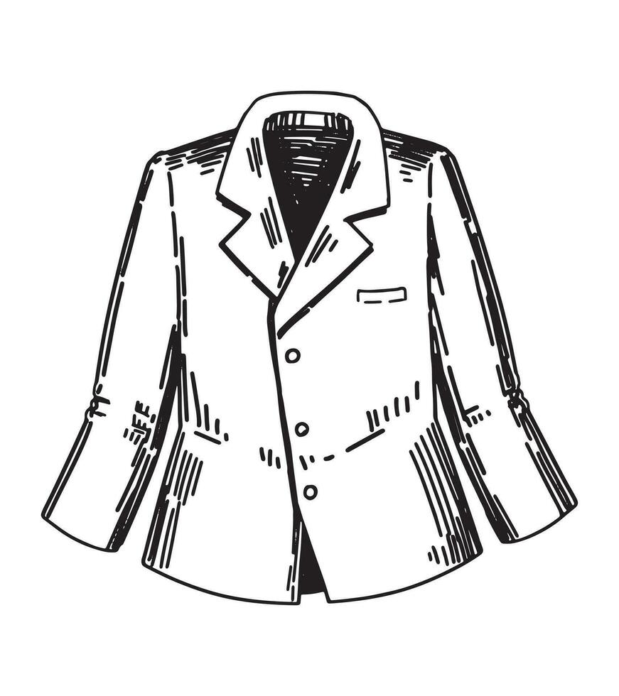 scarabocchio di classico completo da uomo giacca. schema disegno di primavera capispalla. mano disegnato vettore illustrazione clipart isolato su bianca.