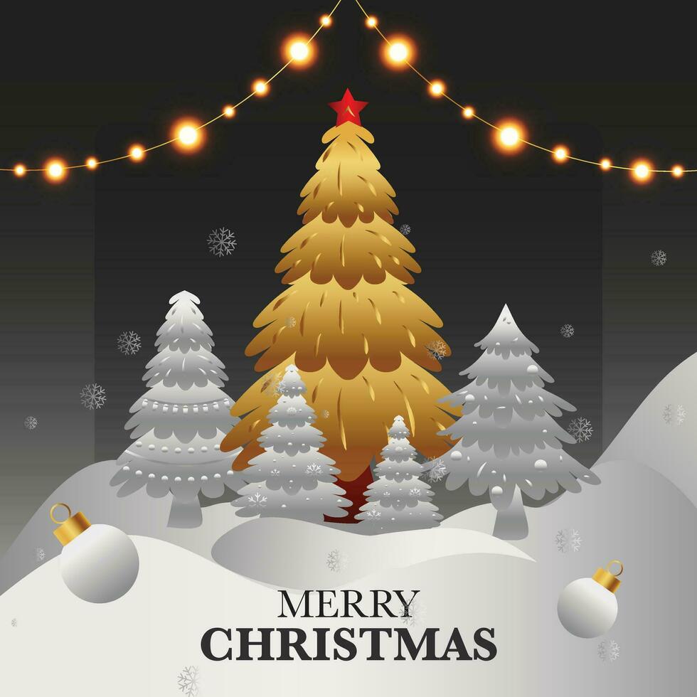 Natale celebrazione vettore illustrazione inviare, Natale sfondo design con Natale albero e babbo natale, allegro Natale manifesto