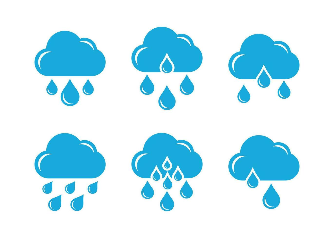 pioggia icona impostato nel di moda piatto stile isolato su bianca sfondo. nube pioggia simbolo per il tuo sito web disegno, logo, app, ui. vettore