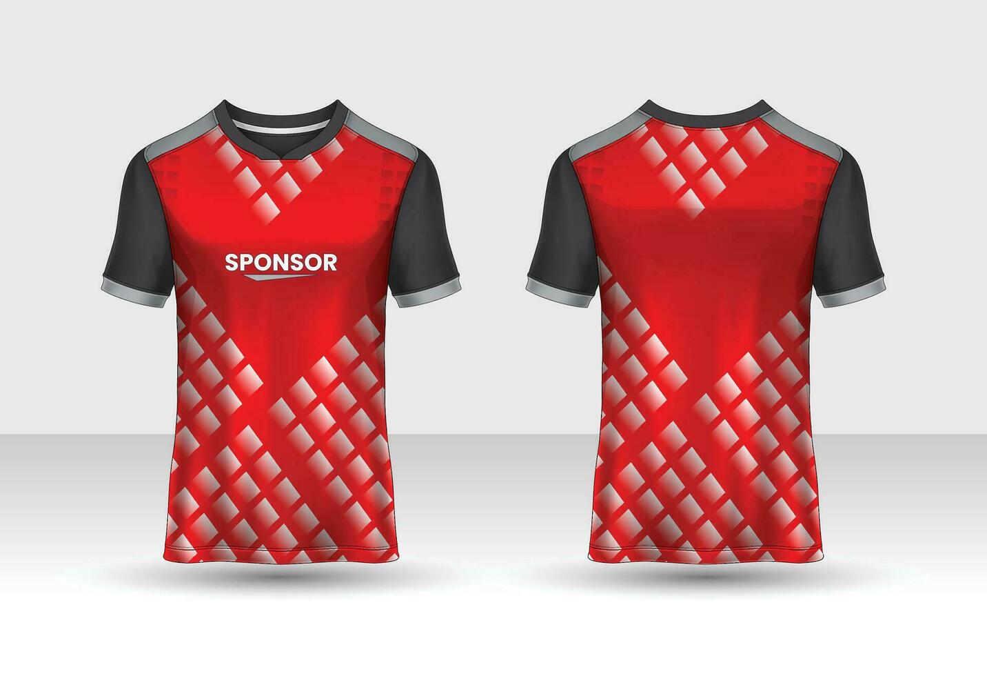 modello di jersey sportivo e t-shirt mockup vettoriale di design in jersey sportivo. design sportivo per calcio, corse, maglie da gioco. vettore.