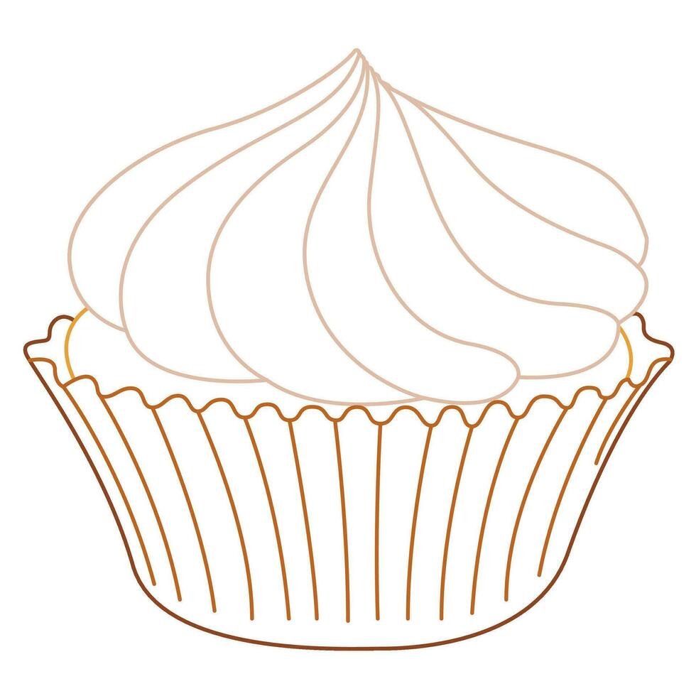 carino dolce dolci cibo Cupcake con crema linea arte disegno vettore