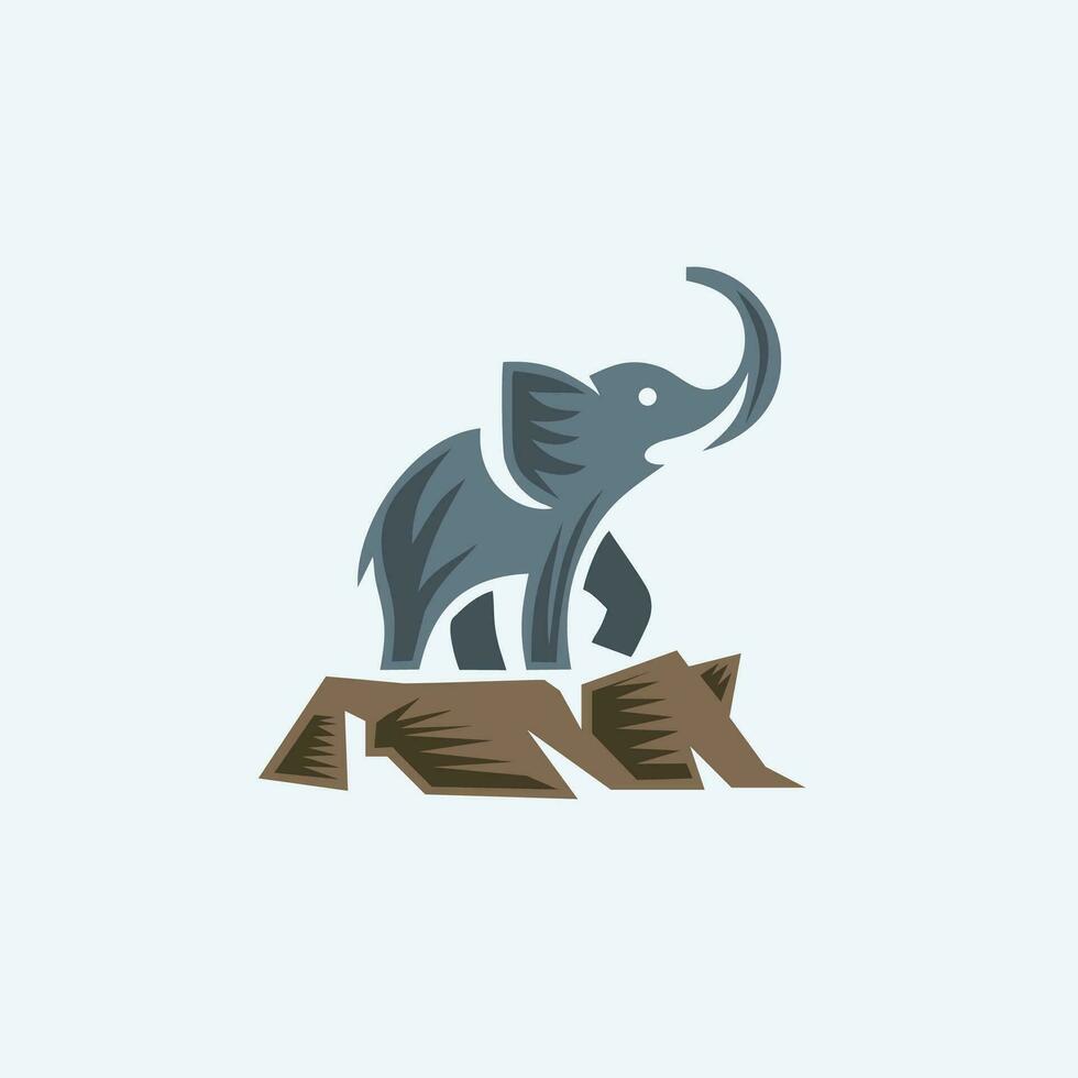 elefante logo design. moderno minimalista elefante logo. elefante su un' roccia vettore