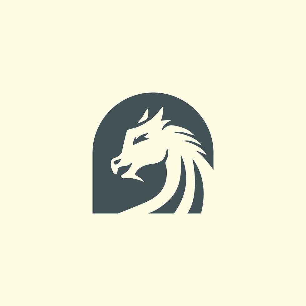 cavallo o Drago silhouette logo design vettore