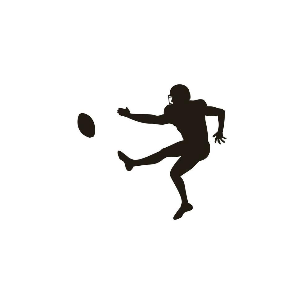 vettore illustrazione - Rugby giocatore calciando il palla - piatto cartone animato stile