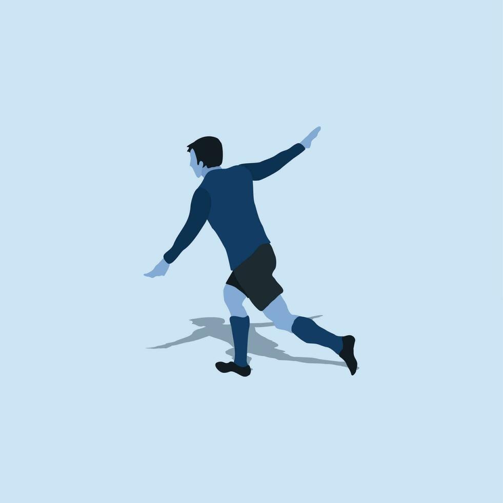 vettore illustrazione - volante obbiettivo celebrazione nel calcio - piatto cartone animato stile