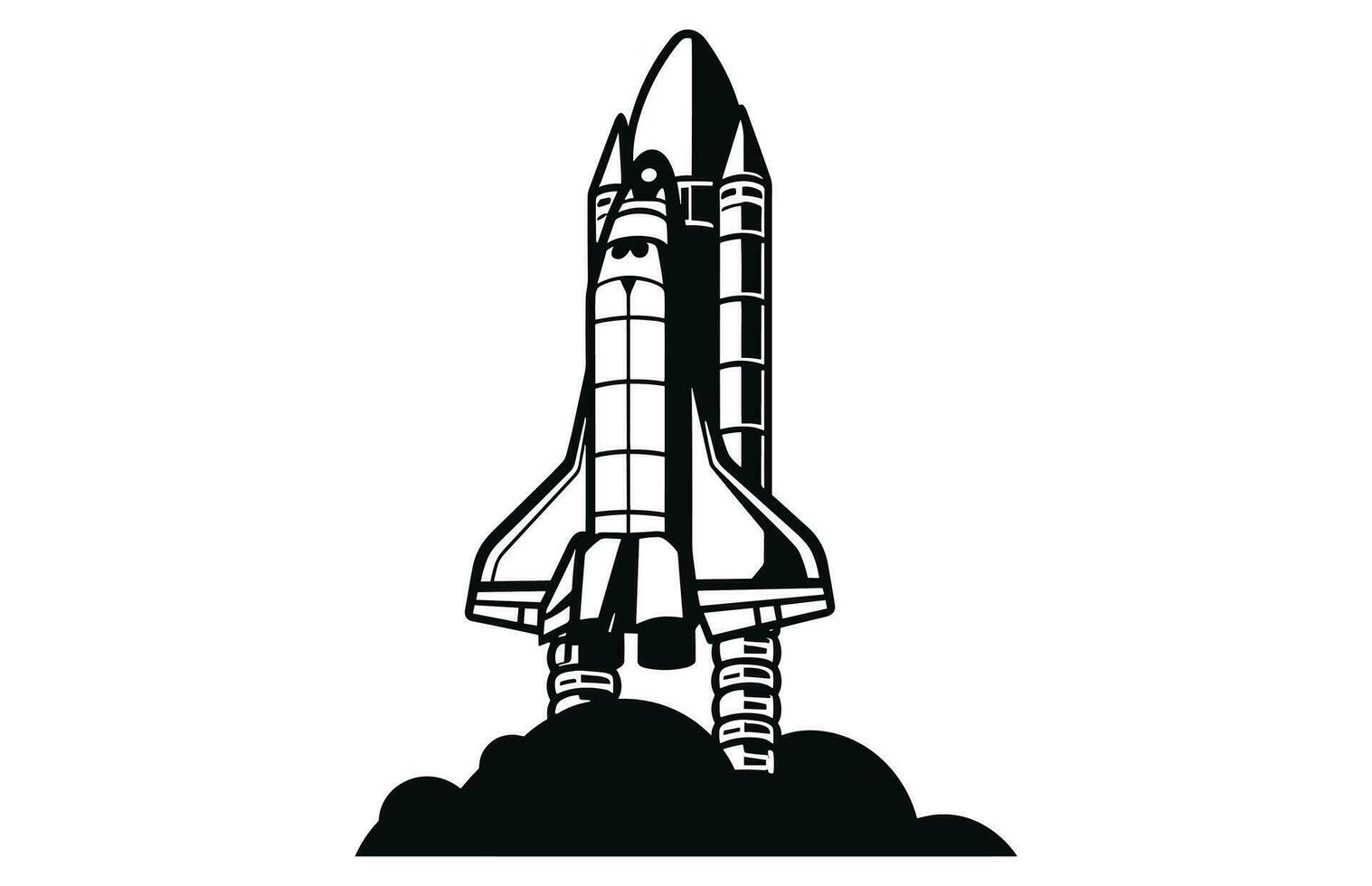 razzo silhouette illustrazione astronauta veicolo icona, razzo base icona. semplice cartello illustrazione vettore