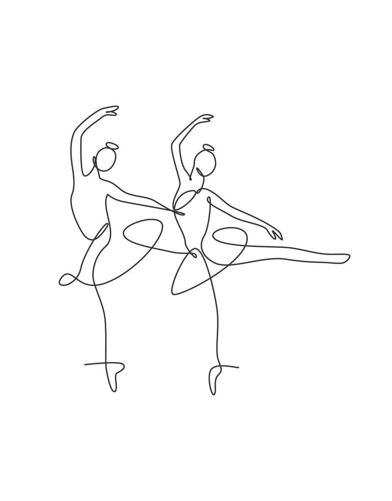 una singola linea di disegno sexy donna ballerina di bellezza illustrazione vettoriale. bella ballerina mostra il concetto di movimento di danza. stampa poster minimalista della decorazione della parete. disegno grafico moderno a linea continua vettore