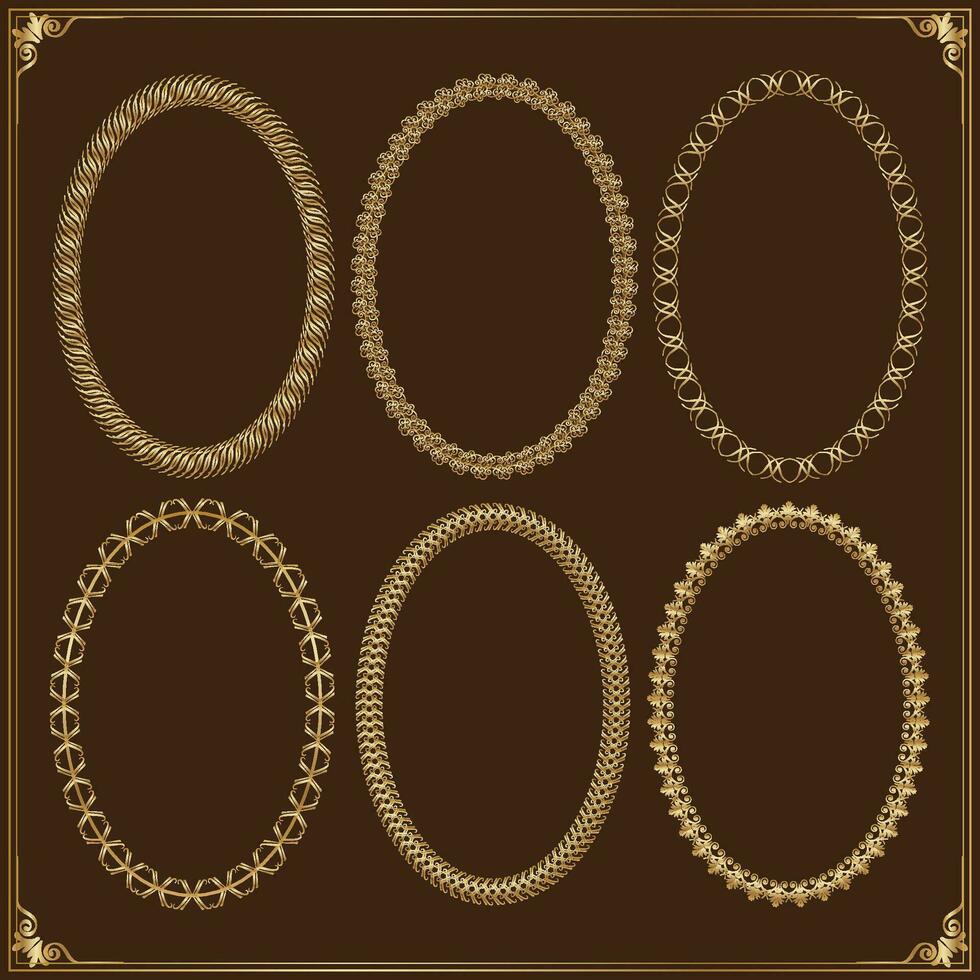 cerchio ornamentale montatura oro antico montatura impostato Vintage ▾ cornici. vettore
