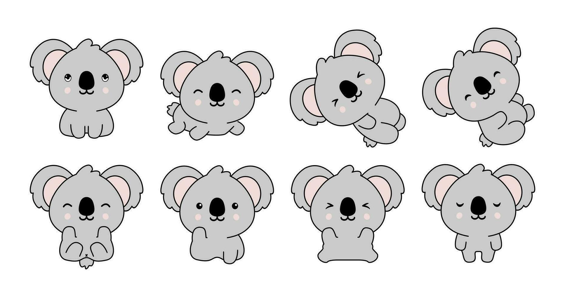 impostato di kawaii koala illustrazione collezione vettore