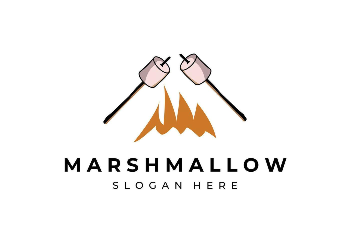 marshmallow su il fuoco logo vettore Vintage ▾ illustrazione disegno, gratuito per testo