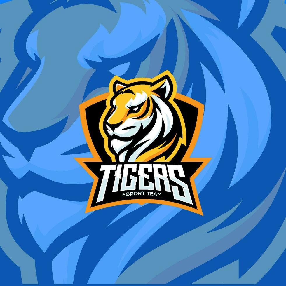arrabbiato tigre testa portafortuna esport vettore illustrazione. carnivoro gioco squadra portafortuna emblema.