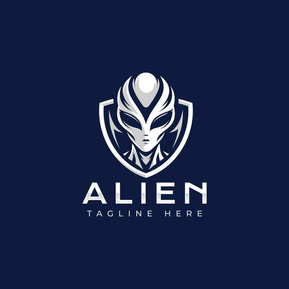 alieno vettore logo illustrazione. minimo alieno logo su buio blu sfondo.