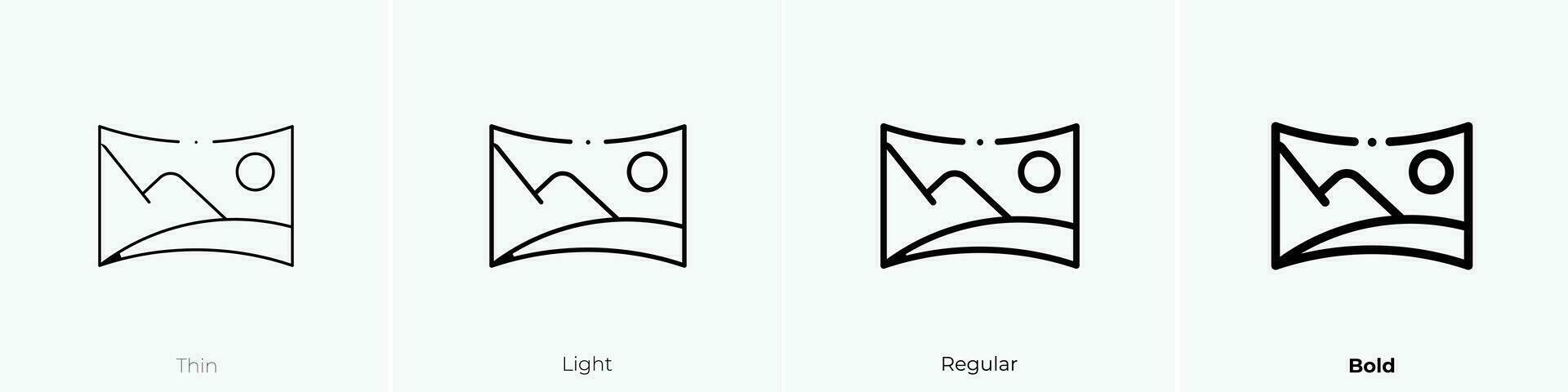 panorama icona. sottile, luce, regolare e grassetto stile design isolato su bianca sfondo vettore
