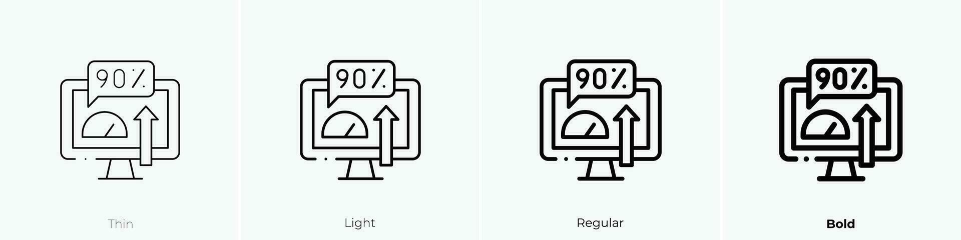 prestazione icona. sottile, luce, regolare e grassetto stile design isolato su bianca sfondo vettore