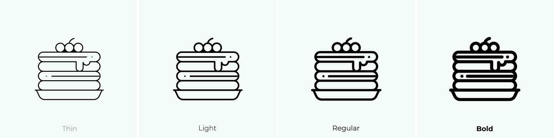 Pancakes icona. sottile, luce, regolare e grassetto stile design isolato su bianca sfondo vettore