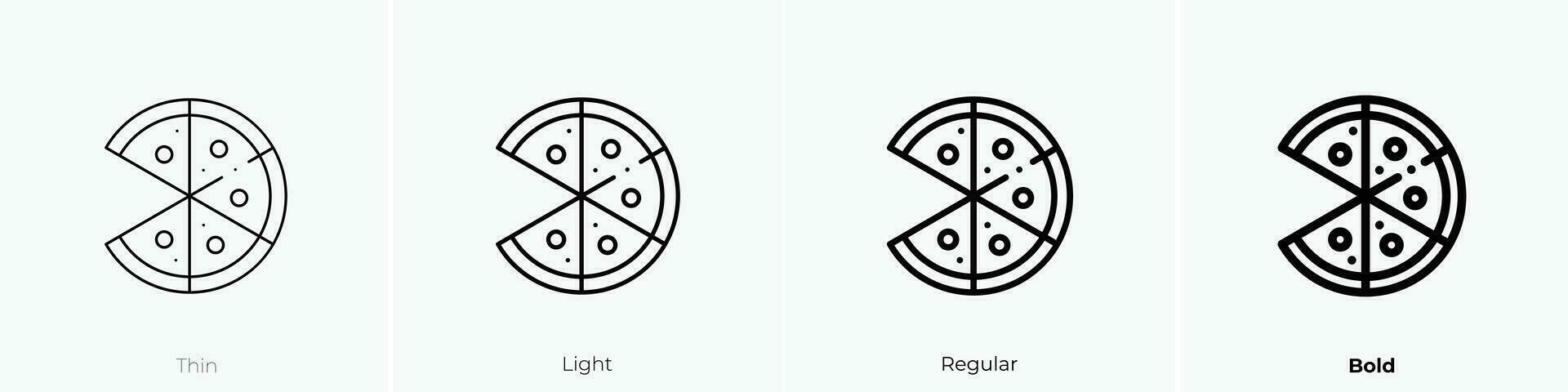 Pizza icona. sottile, luce, regolare e grassetto stile design isolato su bianca sfondo vettore