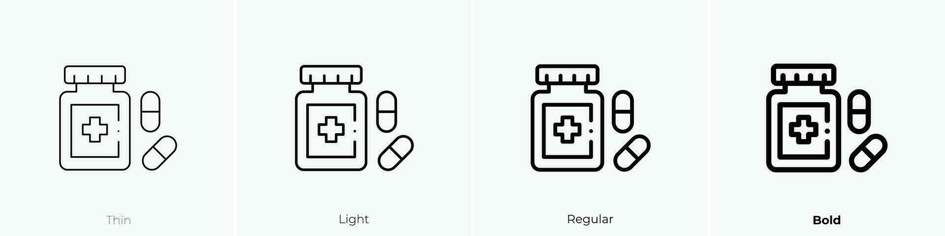 pillole icona. sottile, luce, regolare e grassetto stile design isolato su bianca sfondo vettore