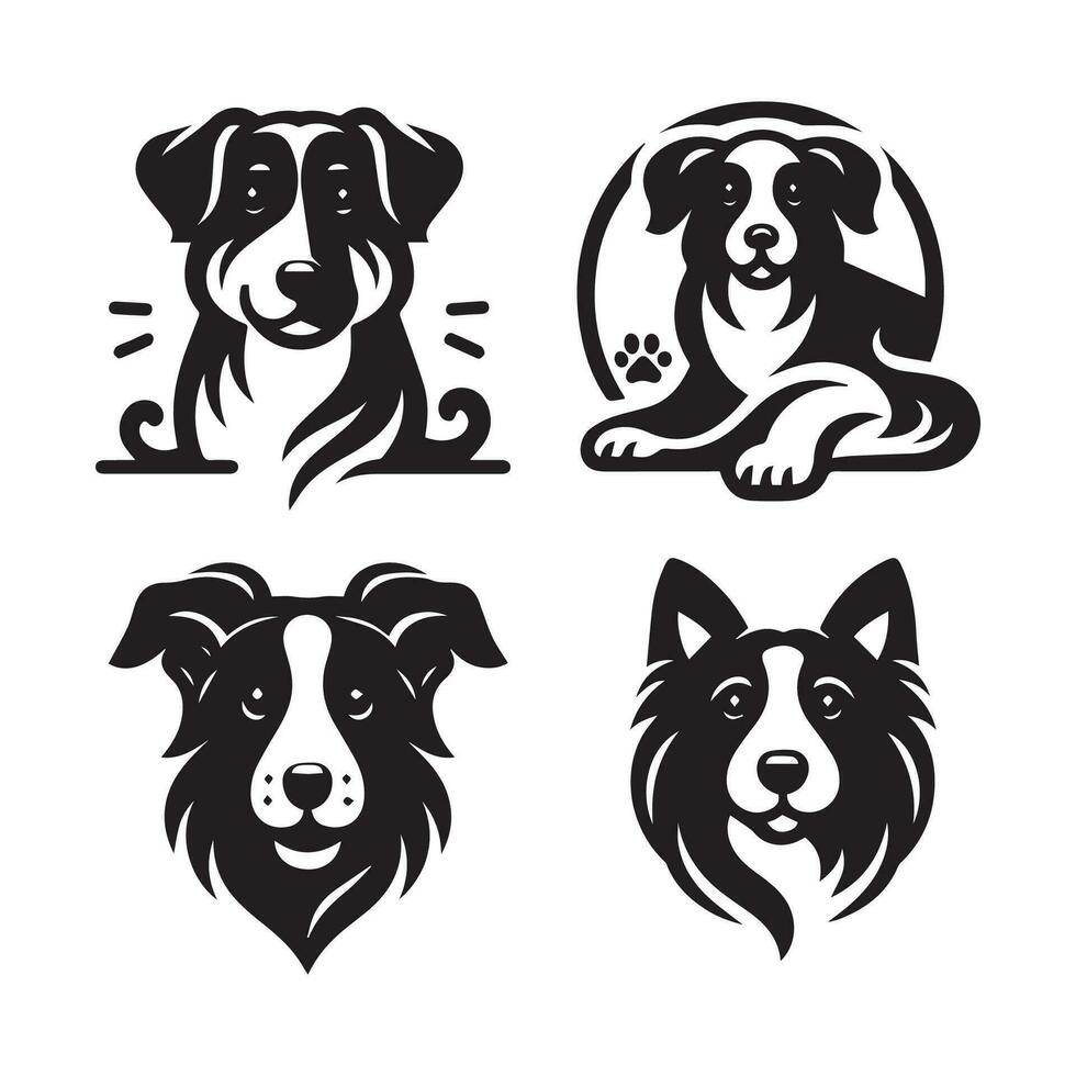 cane testa icona. piatto stile. cartone animato cane viso. vettore illustrazione. silhouette semplice. animale logotipo concetto. logo design modello.