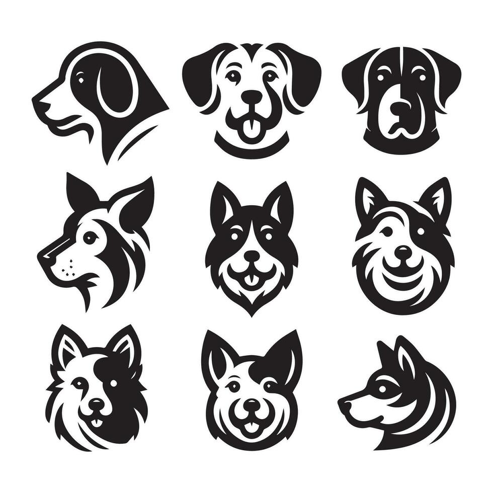 cane testa icona. piatto stile. cartone animato cane viso. vettore illustrazione. silhouette semplice. animale logotipo concetto. logo design modello.