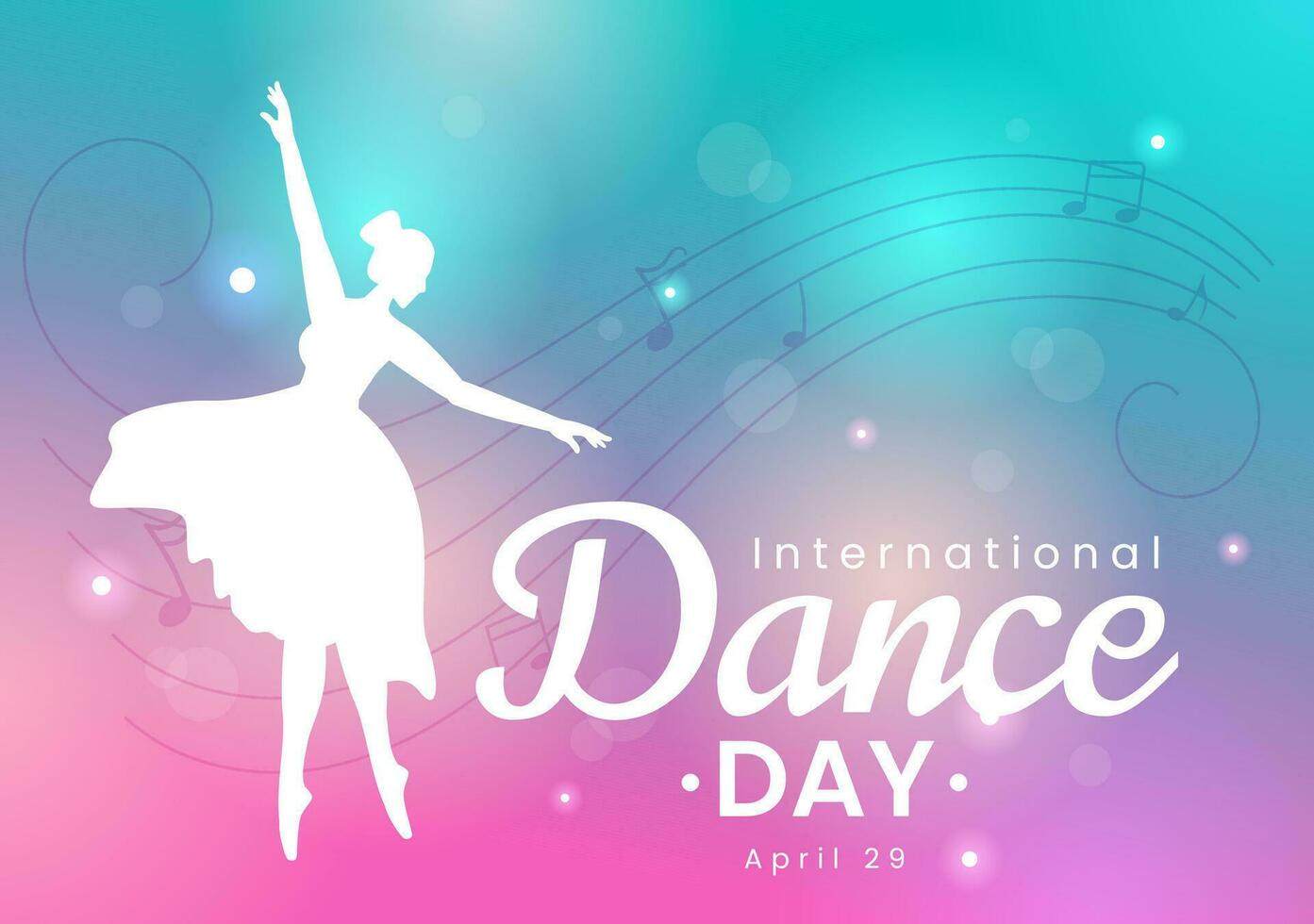 internazionale danza giorno vettore illustrazione su 29 aprile con professionale danza l'esecuzione coppia o singolo a palcoscenico nel piatto cartone animato sfondo