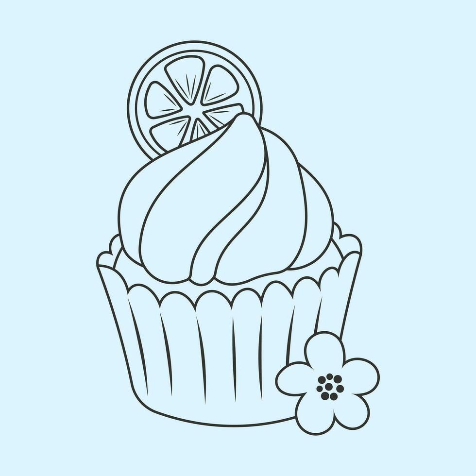 carino Cupcake disegni decorazione frutta vettore