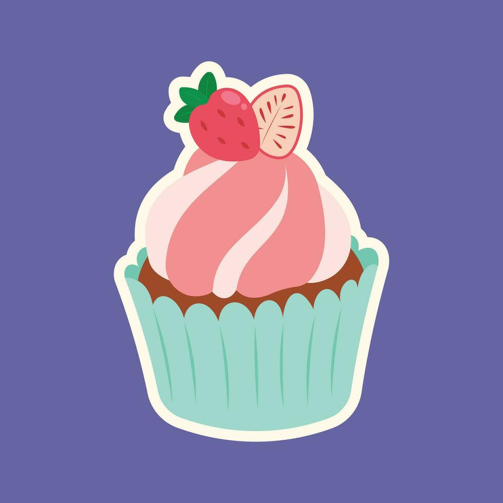 carino Cupcake disegni decorazione frutta vettore