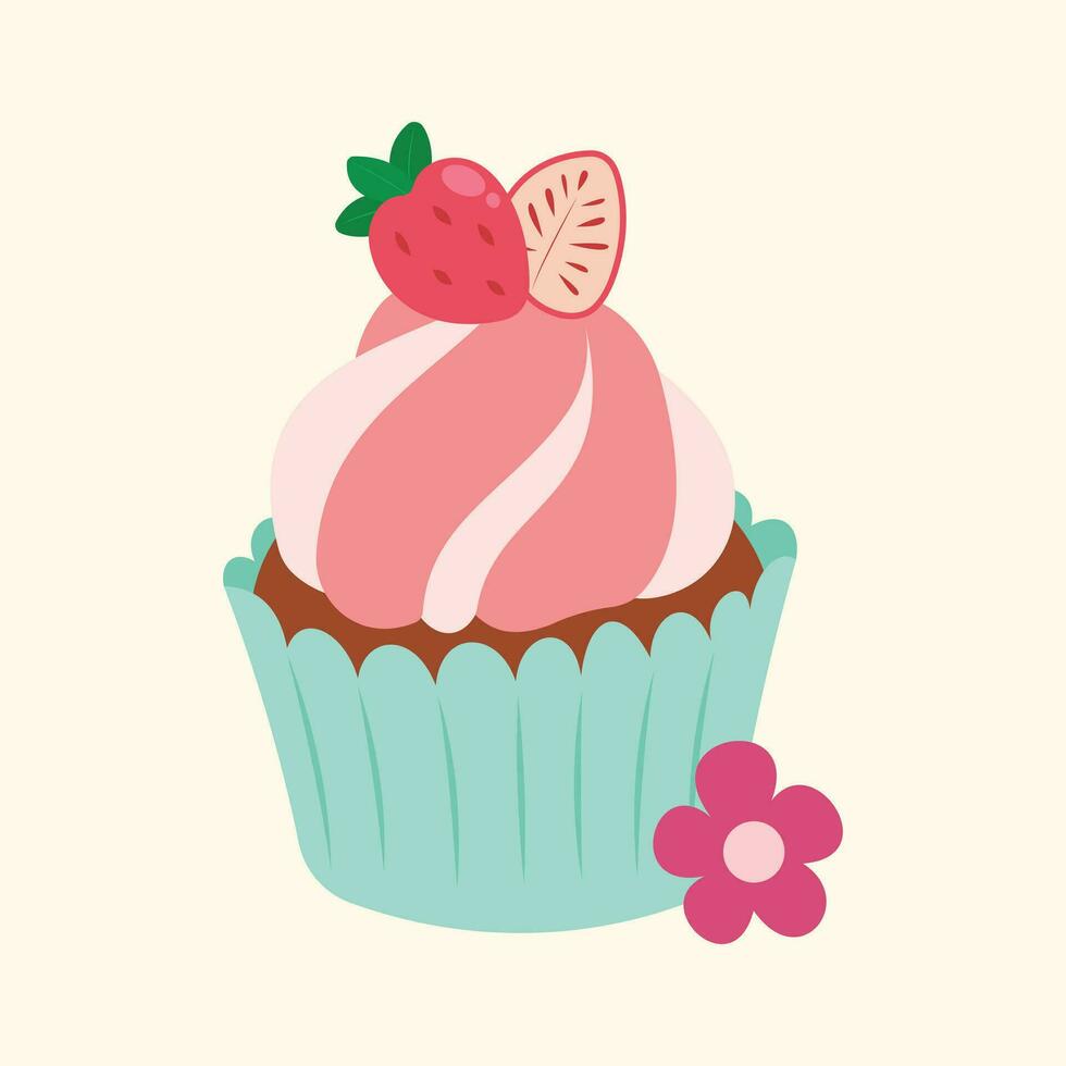 carino Cupcake disegni decorazione frutta vettore