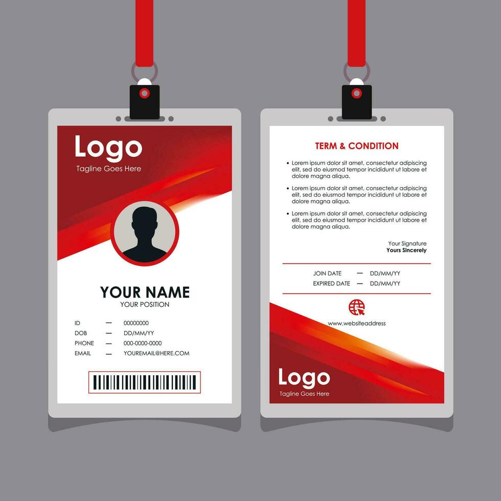 rosso elegante id carta design vettore