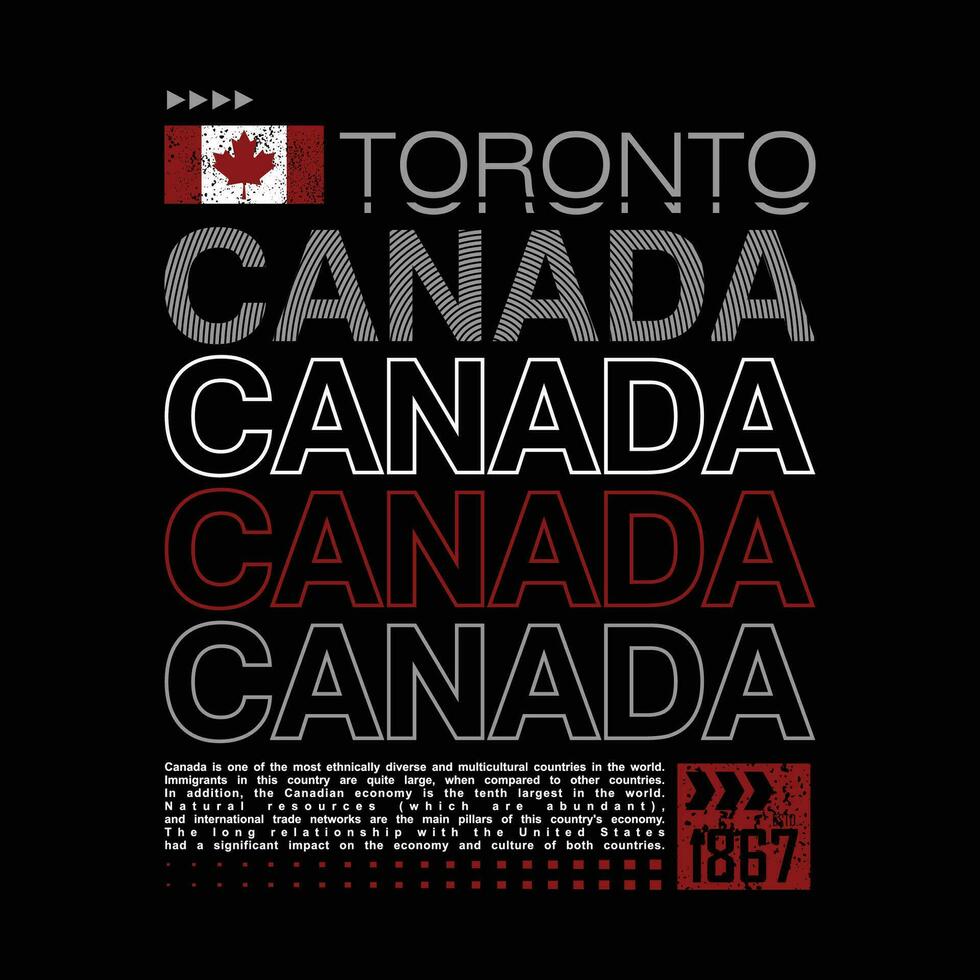 toronto Canada grafico t camicia disegno, tipografia vettore, illustrazione, casuale stile vettore