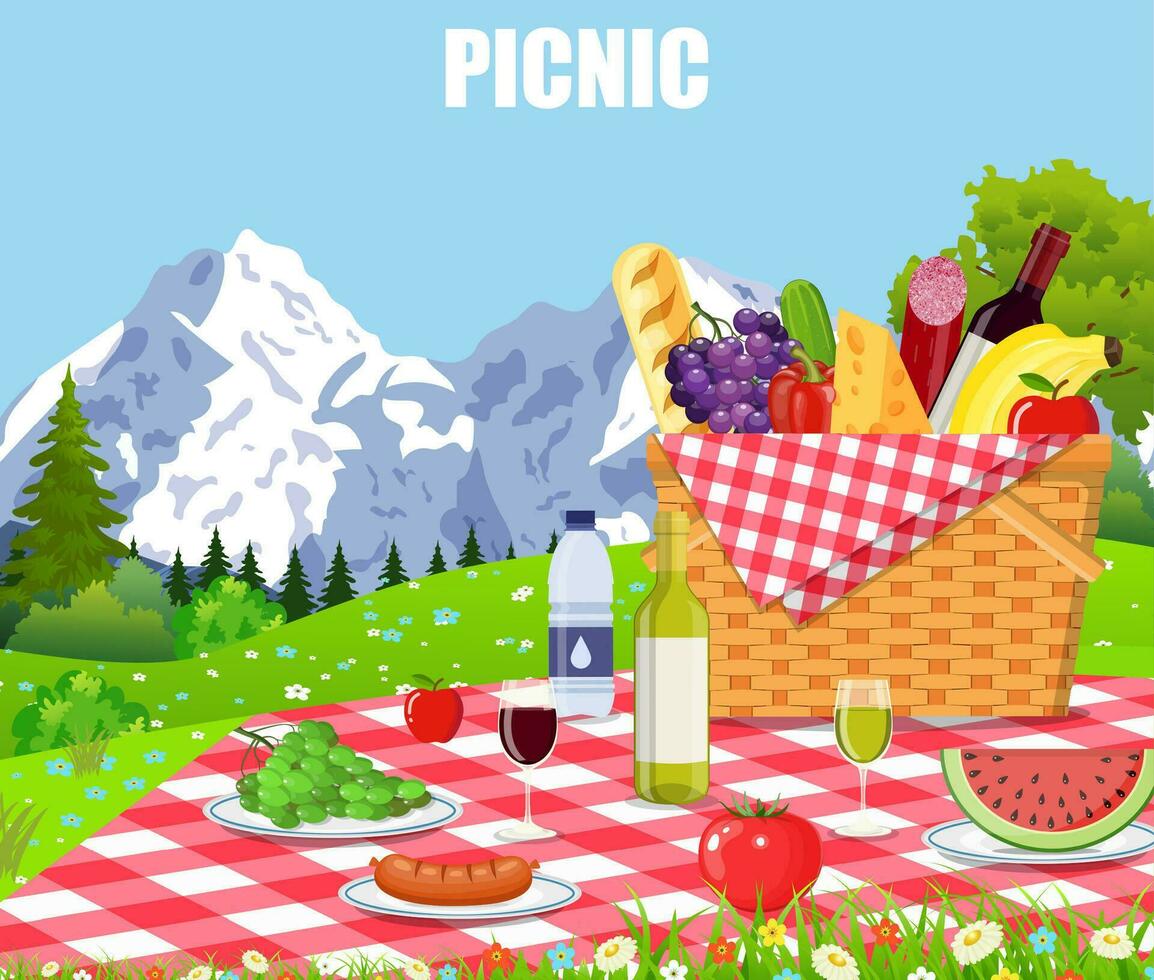 picnic nel il montagne vettore