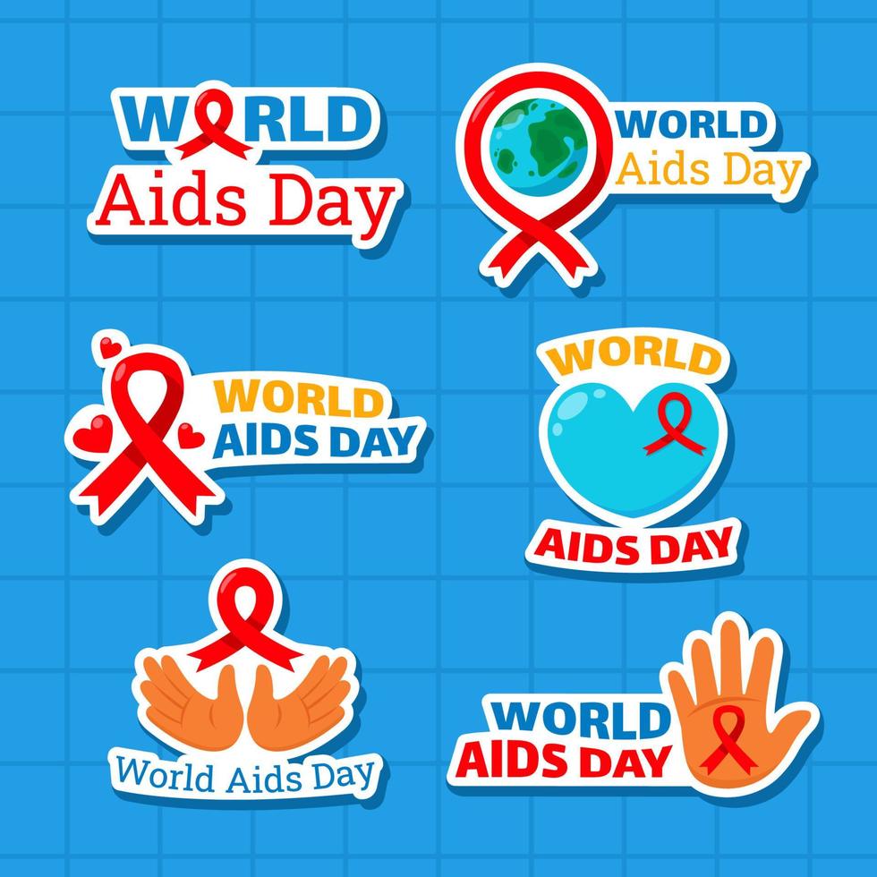 set di adesivi per la giornata mondiale dell'aids vettore