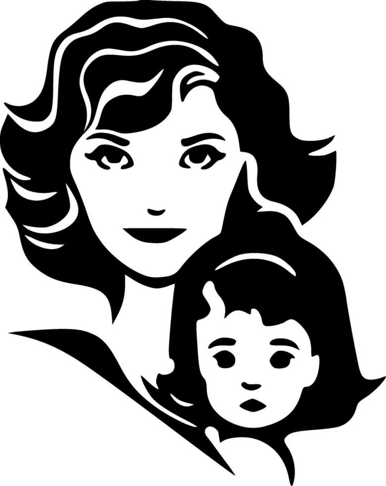 mamma - nero e bianca isolato icona - vettore illustrazione
