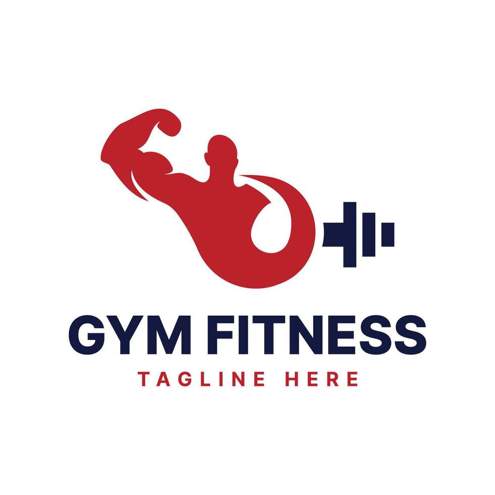 Palestra fitness logo design moderno semplice concetto con corpo costruttore vettore