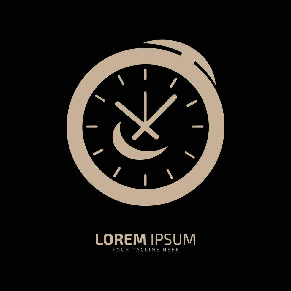 un' logo di leggero Marrone orologio icona astratto orologio vettore silhouette su nero sfondo