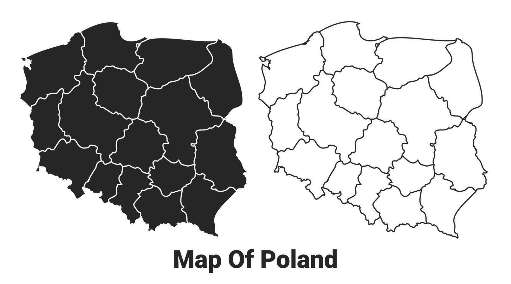 vettore nero carta geografica di Polonia nazione con frontiere di regioni