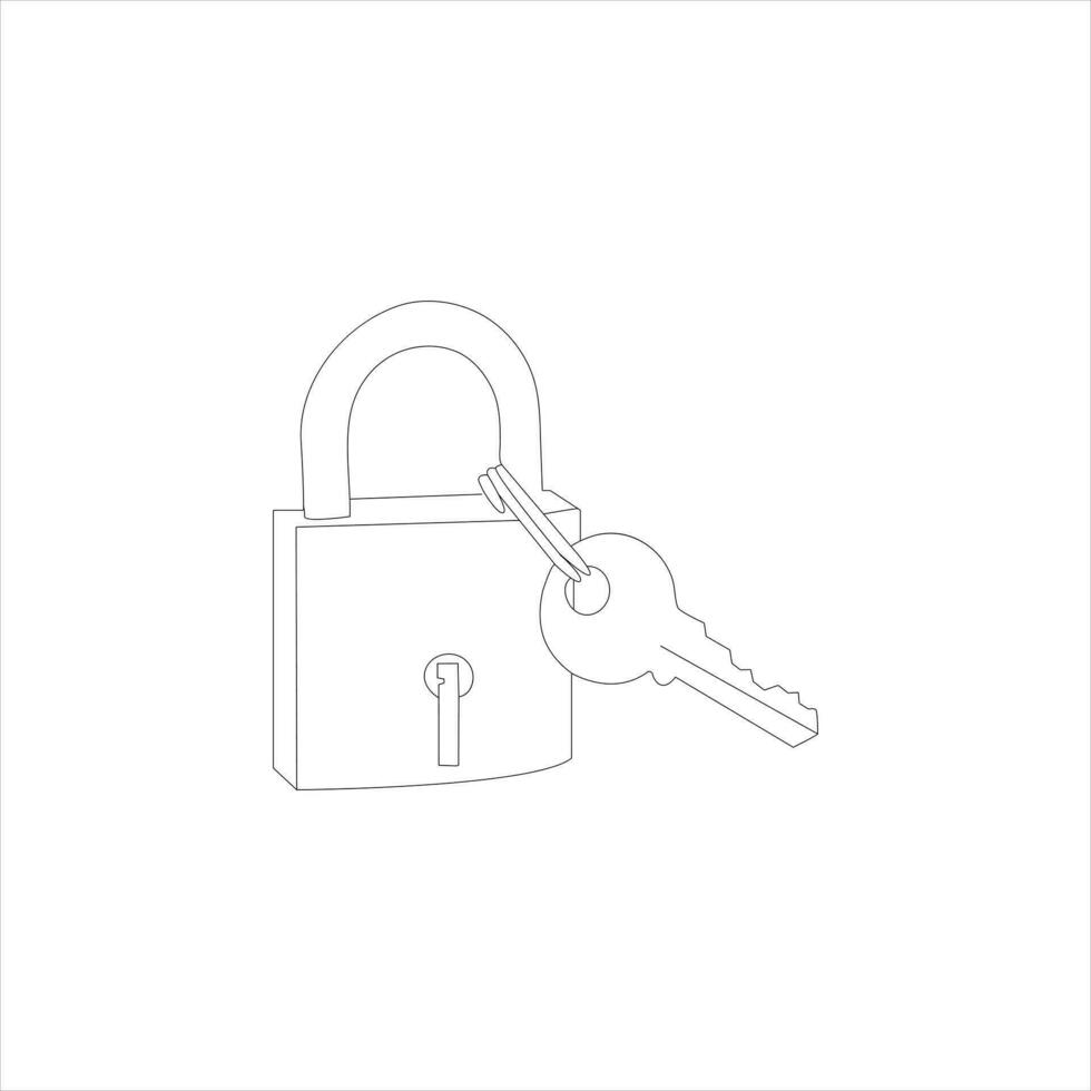 Casa serratura chiave continuo uno linea vettore arte illustrazione e singolo schema semplice chiave design