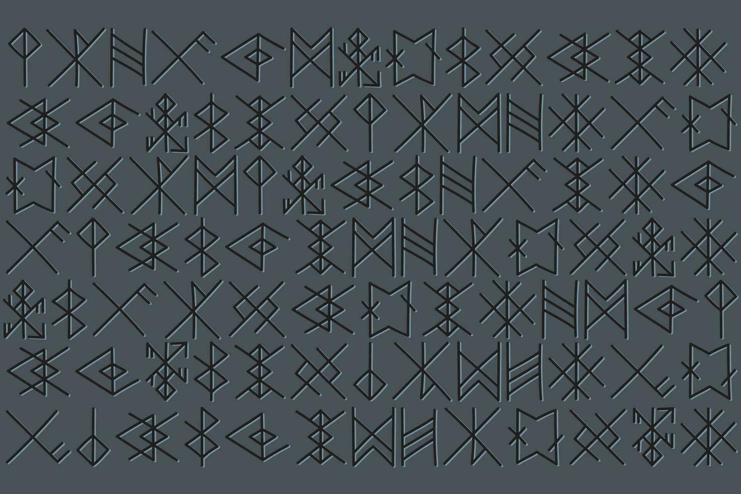 illustrazione linea di il runa personaggio modello su buio grigio sfondo. vettore